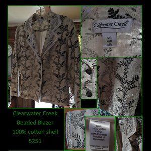 1980's Rare Clearwater Creek Beaded Blazer.  Classic, 100% cotton Shell